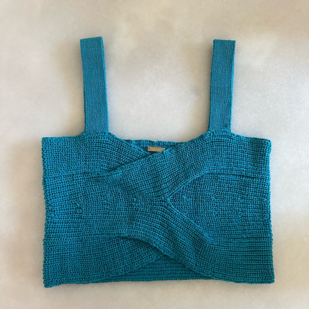 Cult Gaia - blue knit crop top (SMALL)